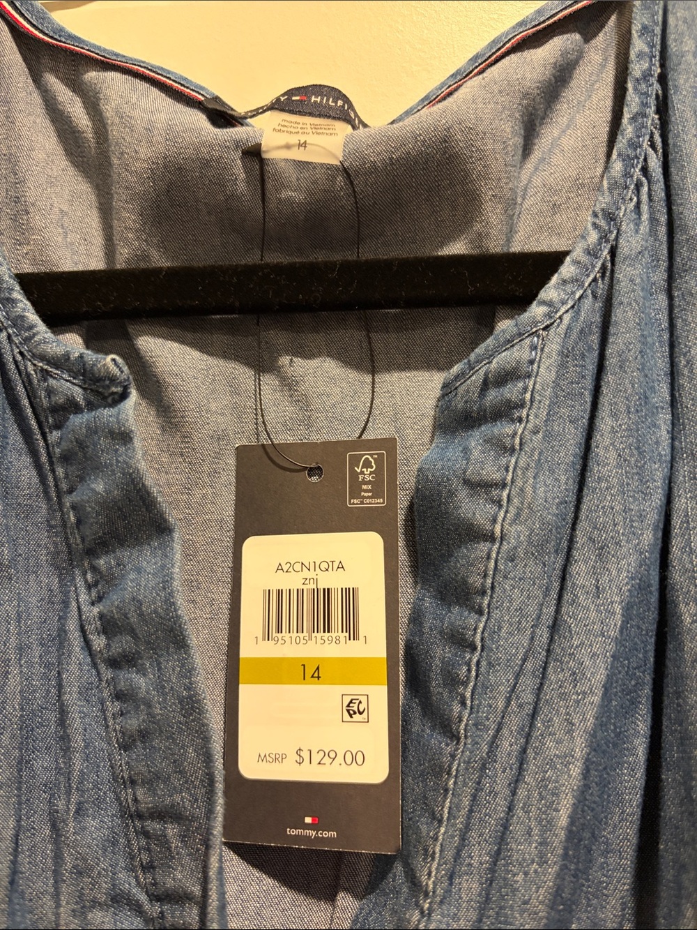Tommy Hilfiger Blue Short-Sleeve Denim Maxi Dress - Casual Everyday Style - Picture 2 of 3